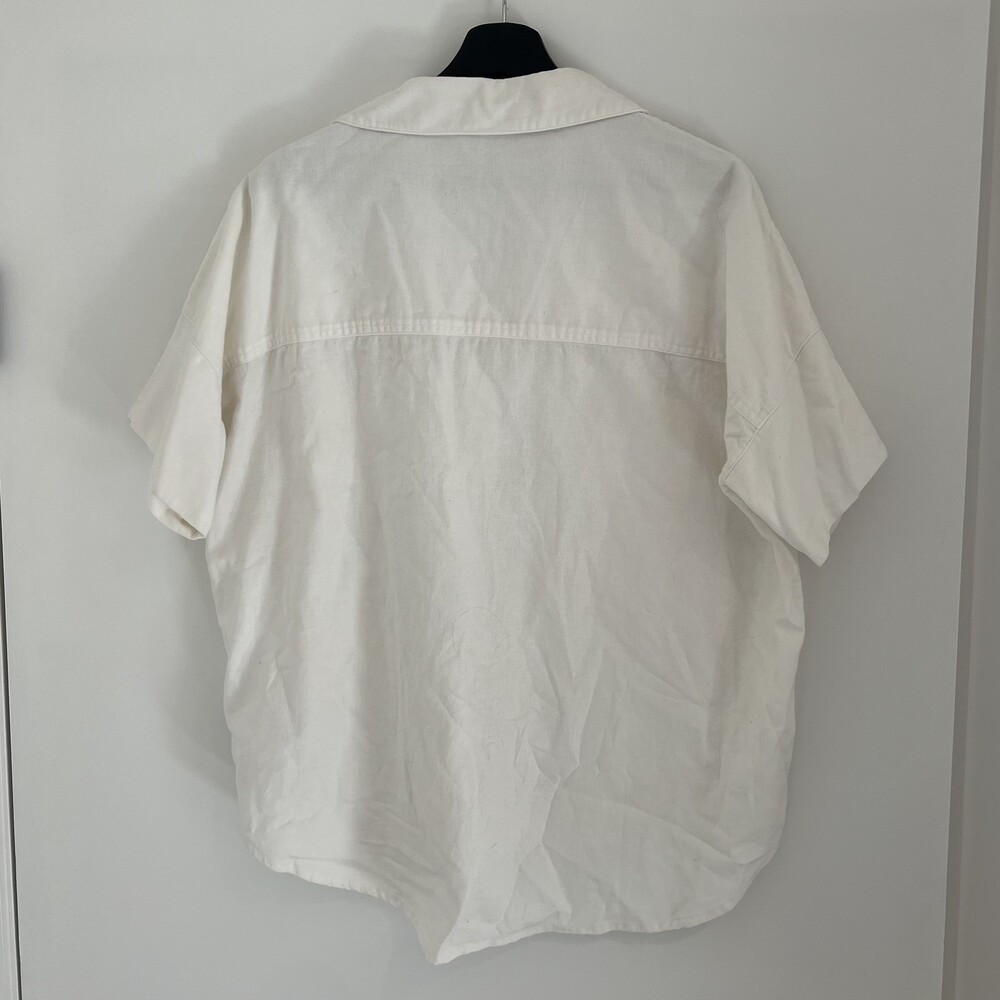 Madewell White Cotton Courier Shirt Oversized Boxy Relaxed Button Up Medium EUC - Picture 4 of 7